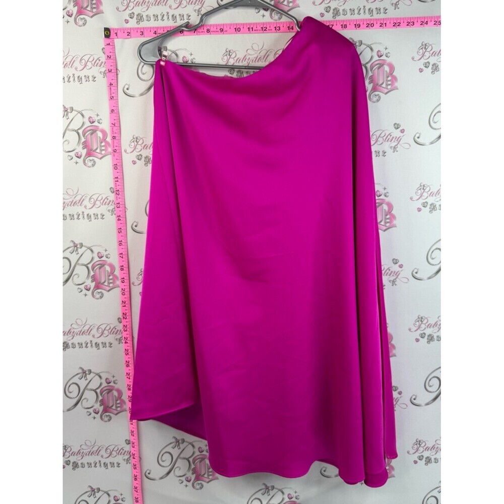 Adelyn Rae dress One-Shoulder Draped Midi Dress in Bright Fuchsia pink